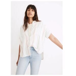 Madewell Plus Linen-Blend Daily Shirt in Rainbow Stripe Size 1X